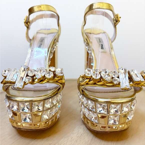 Miu Miu Mirror Embellished Crystal Platform Heel - Picture 12 of 13